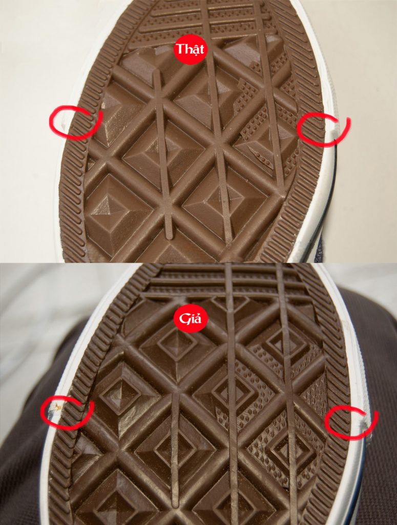 Cách phân biệt giày converse thật giả qua đế giày