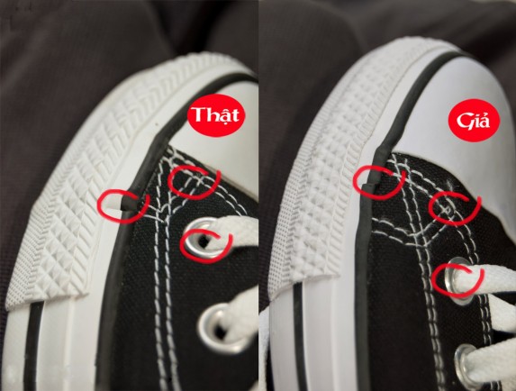 Cách phân biệt giày converse allstar thật giả qua đường may