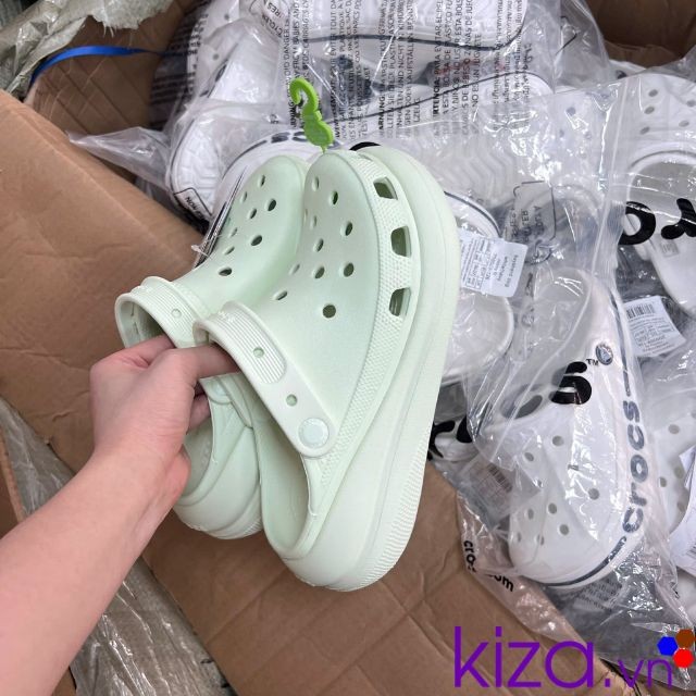 Dép crocs nữ đế cao 7cm màu xanh mint