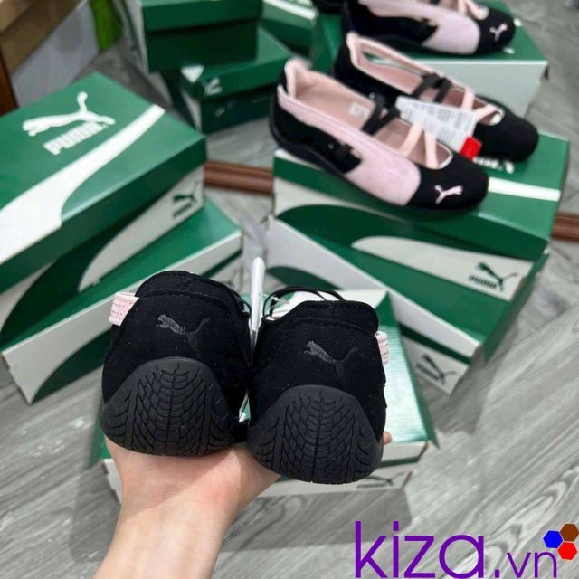 Giày búp bê màu đen hồng cho nữ