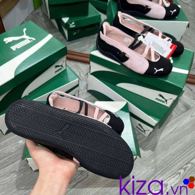 Giày puma búp bê nữ màu đen hồng