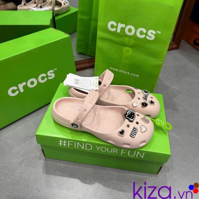 Dép crocs classic ballet nữ màu hồng -  dép crocs búp bê