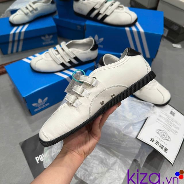 Giày Adidas nữ Samba Jennie - Giày búp bê quai dán màu trắng đen
