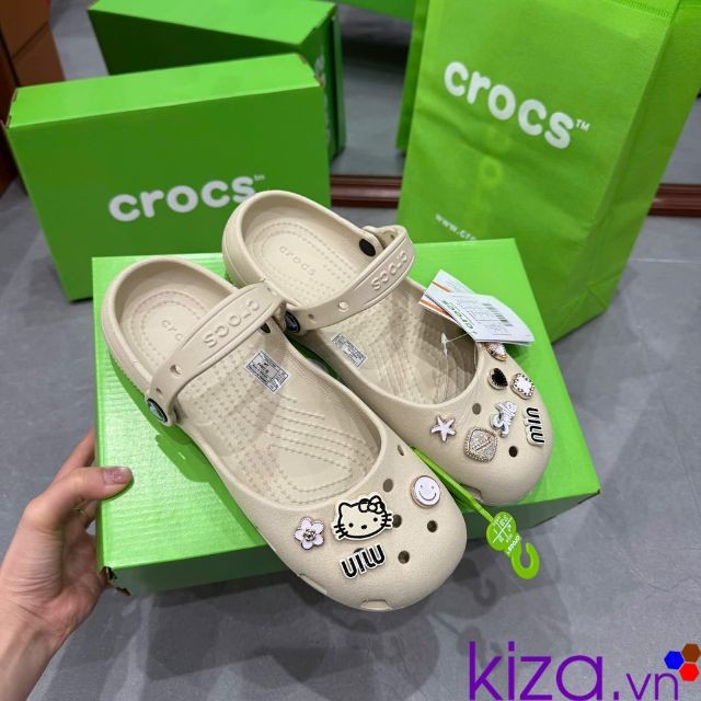 crocs classic ballet màu kem