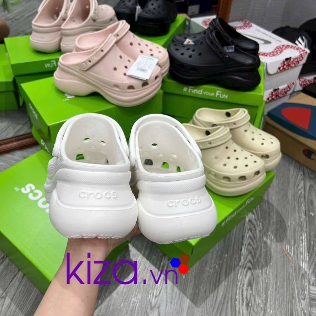 dép crocs 7cm 7 phân màu trắng