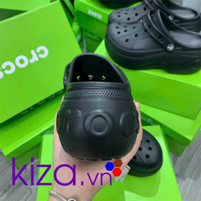 sục nữ crocs bella béo đen cao 7 phân
