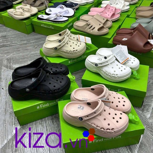 Dép crocs baya viền chữ 5cm màu hồng