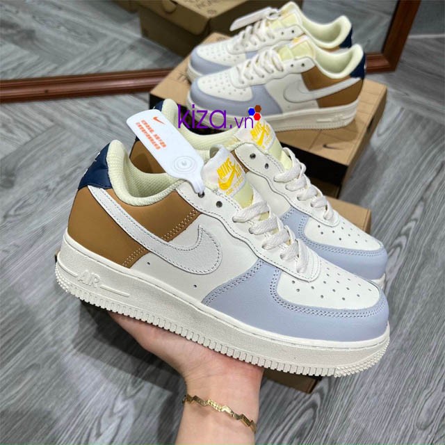Giày Nike air force 1 kem nâu rep