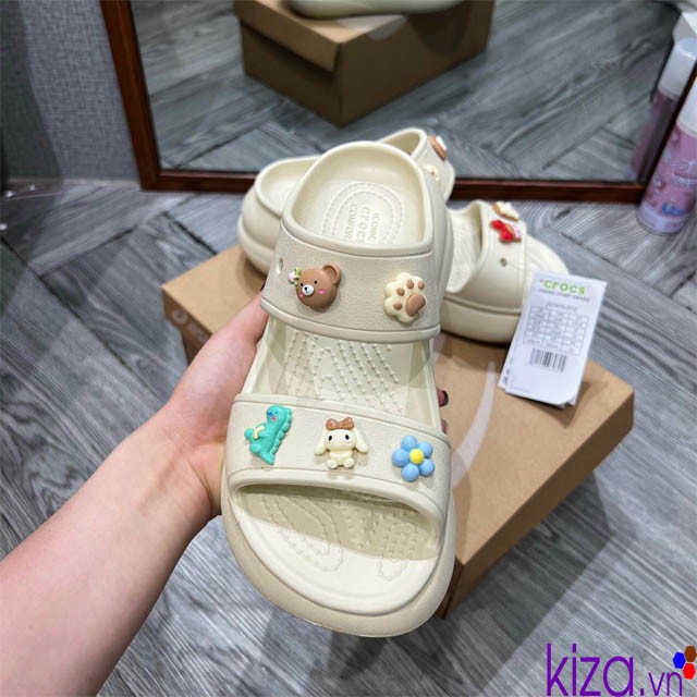 sandal crocs 2 quai đế cao 7 phân