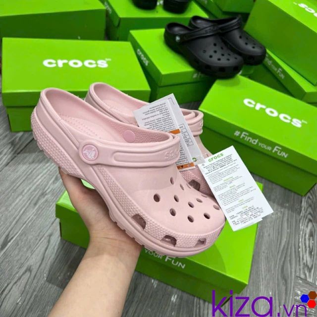 Dép crocs drew nữ màu hồng