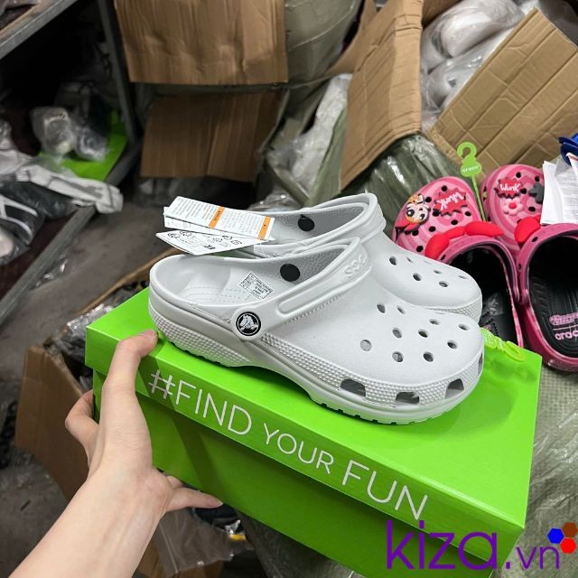 Dép crocs drew màu xám nam nữ