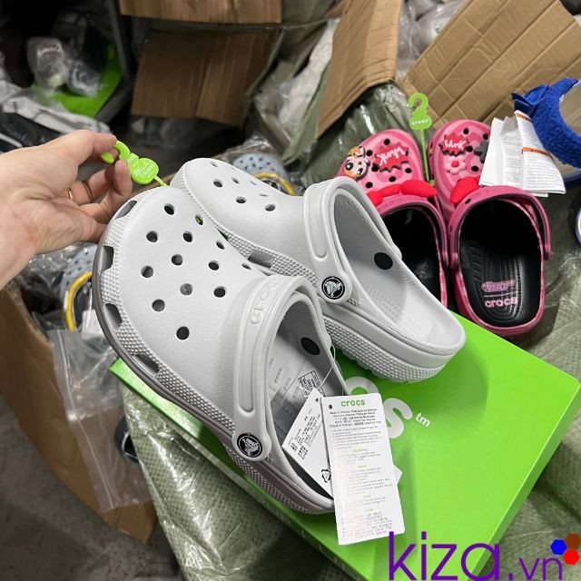Dép crocs nữ drew màu xám nam nữ