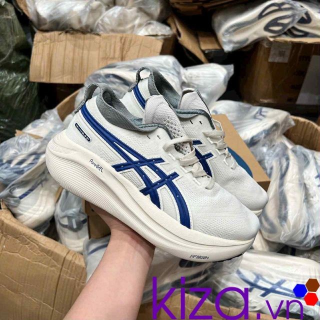Giày Asics Gel nimbus 27 màu trắng kem phối xanh