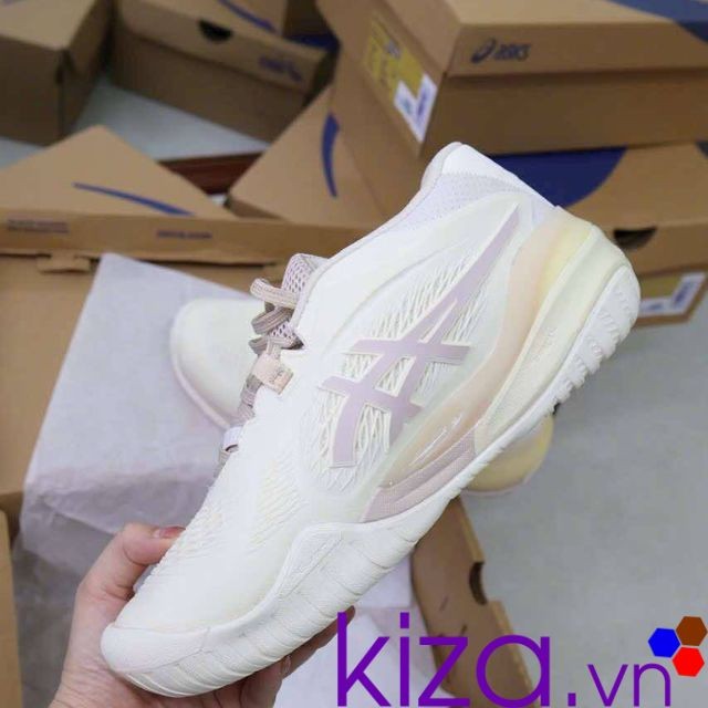 Giày Asics nữ màu trắng vàng
