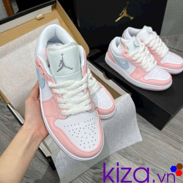 Giày nike jordan thấp cổ màu hồng vảy xanh