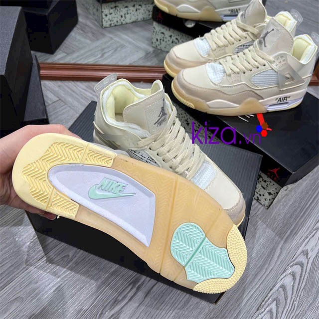 Giày nike air jordan 4 màu vàng kem