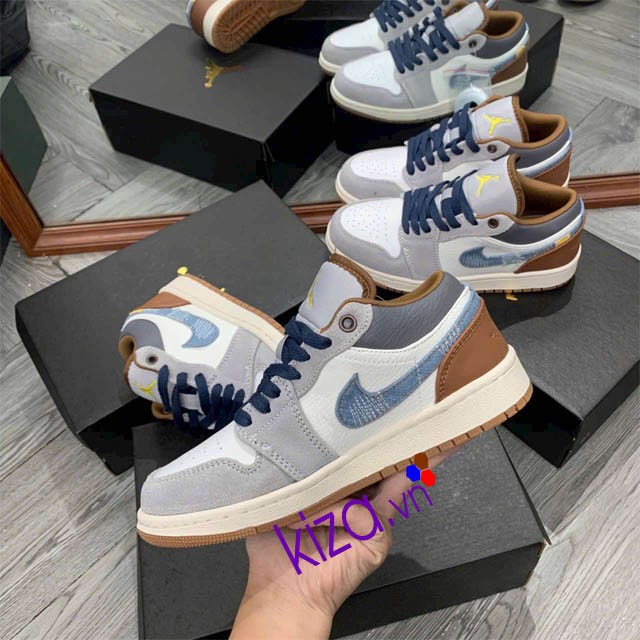Giày Nike Jordan màu xám xanh gót nâu