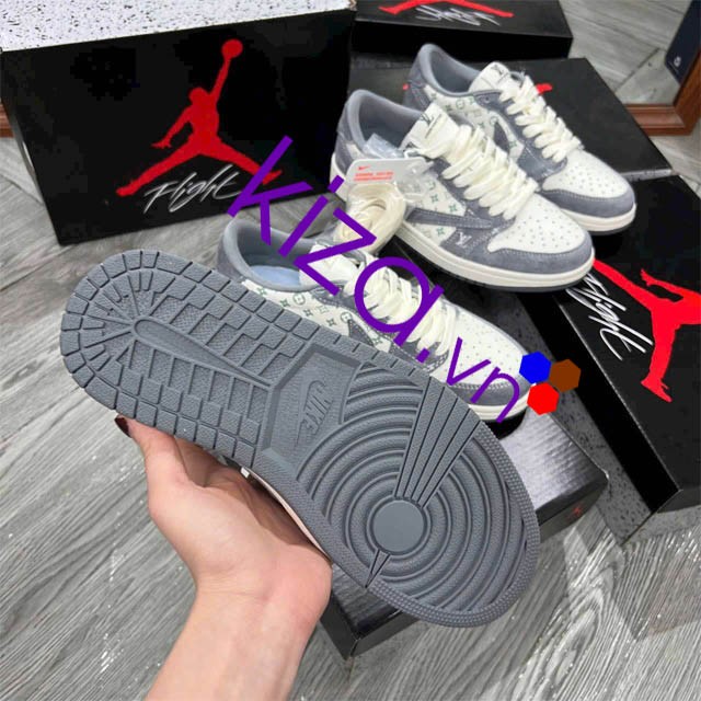 Giày Nike Jordan travis Louis vuitton màu xám