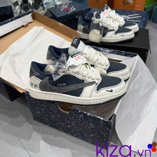 Giày nike jordan low Dior màu xanh than