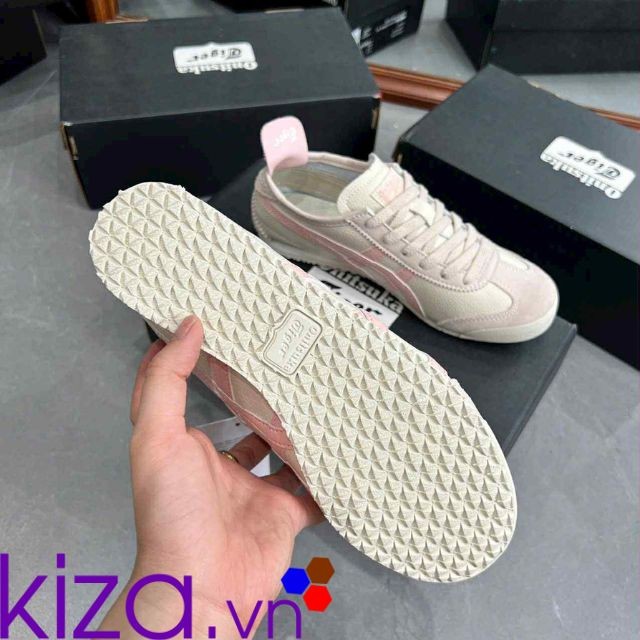 Giày Onitsuka Tiger màu kem kẻ hồng