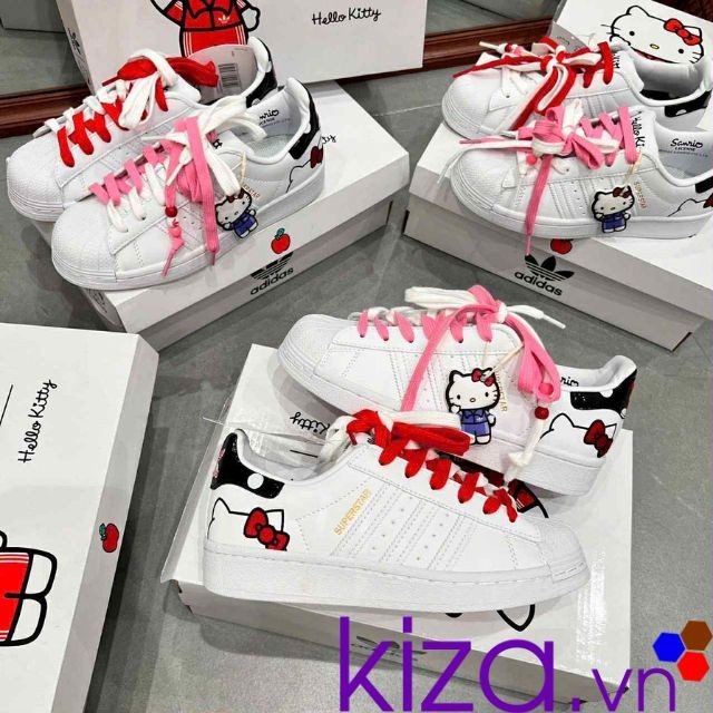 Sneaker Adidas nữ superstar kitty màu trắng