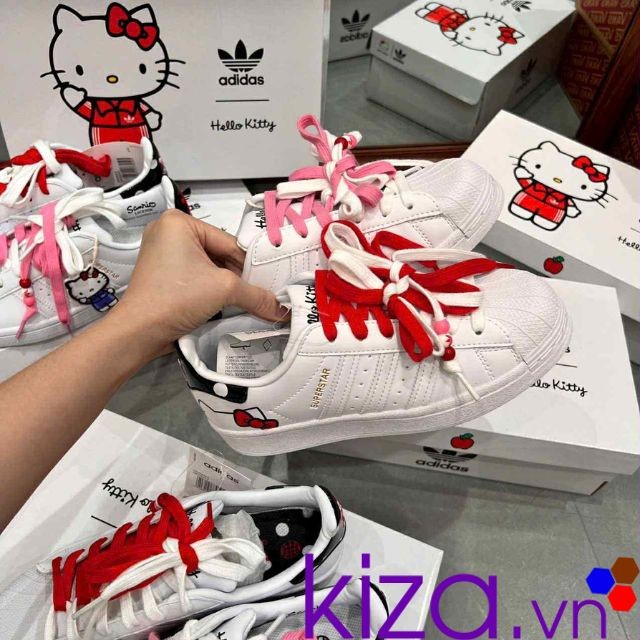 Giày Adidas nữ superstar kitty màu trắng