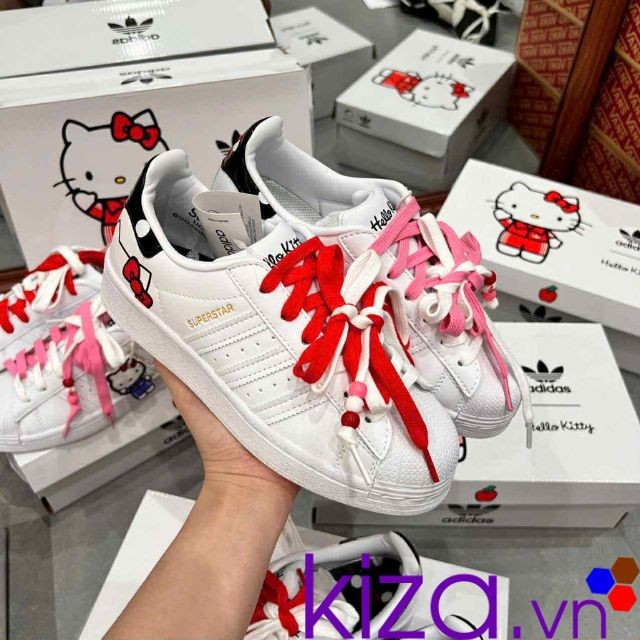 Giày Adidas nữ superstar kitty màu trắng