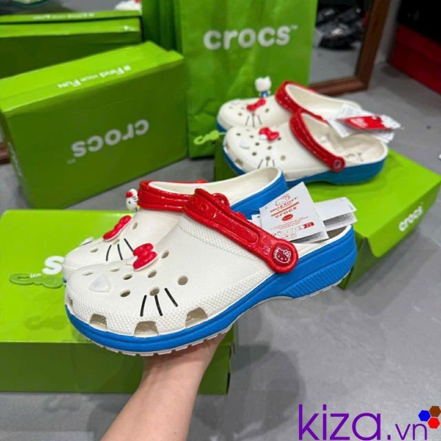 Dép crocs hello kitty màu trắng