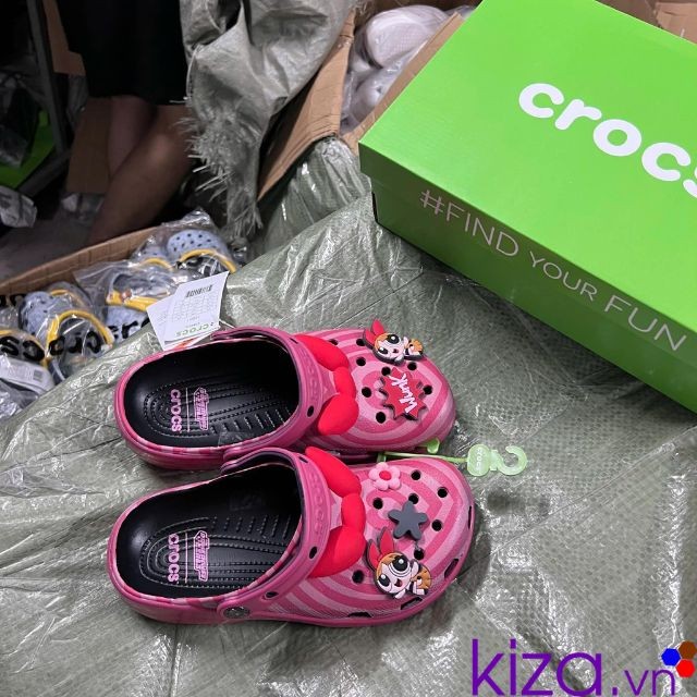 Dép sục crocs Clog Powerpuff Girl màu hồng