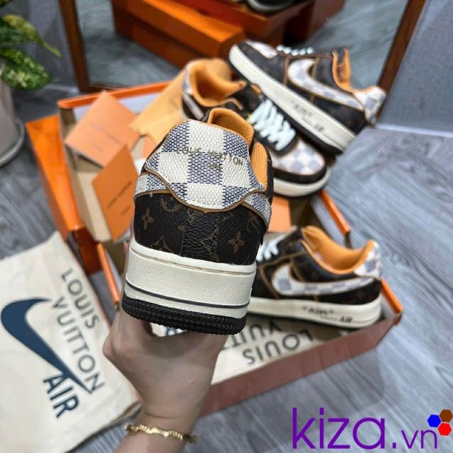 Giày nike air force louis vuitton kẻ caro màu nâu