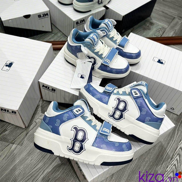 Giày thể thao MLB Chunky OFF quai dán màu xanh bò