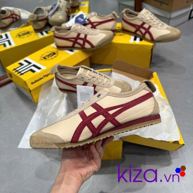 Giày Onitsuka Tiger màu nâu kem kẻ mận