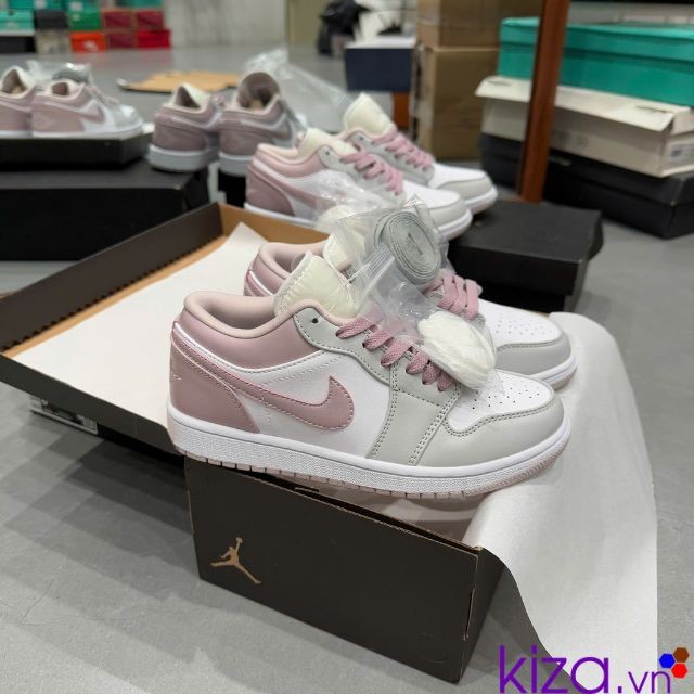 Giày Nike Nữ Jordan màu Pink Grey pastel  xám hồng phấn