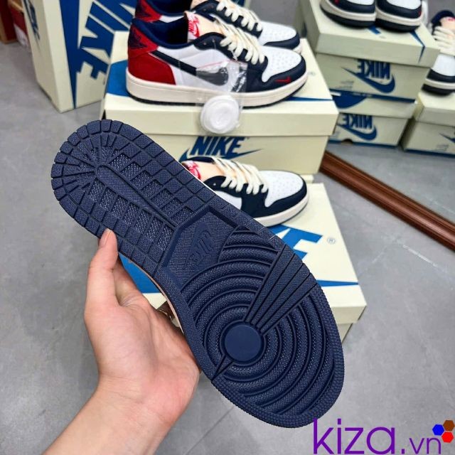 Giày nike nữ jordan retro og màu xanh than gót đỏ