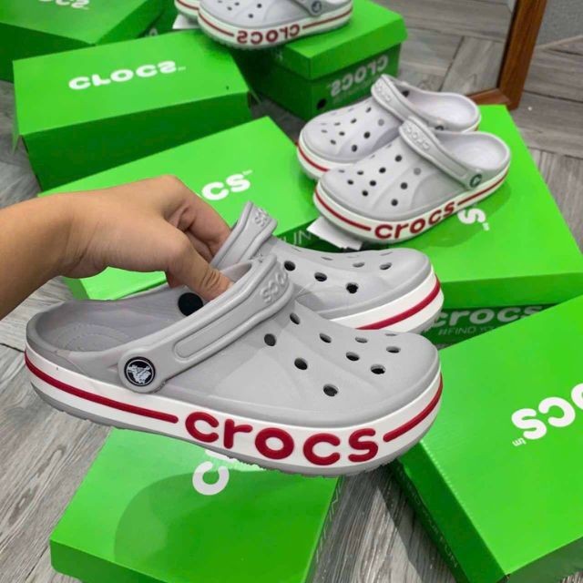 dép sục crocs bayaband màu xám nam nữ