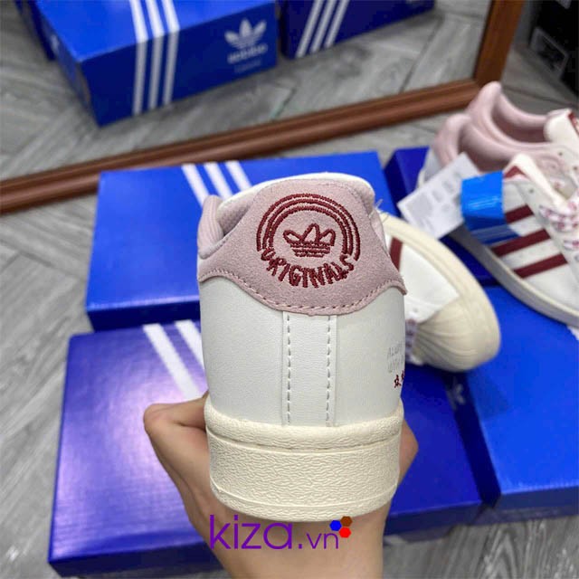 Giày Adidas Sò Superstar màu trắng sọc mận