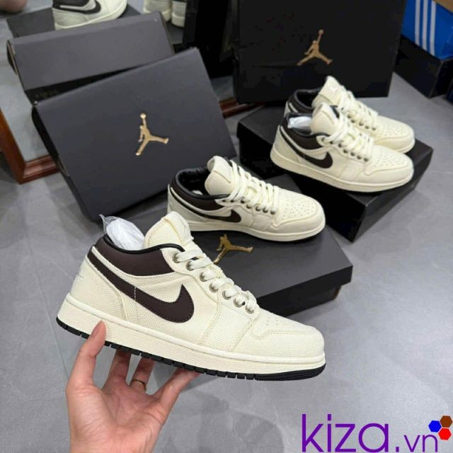 Giày Nike Jordan trắng gót nâu Best