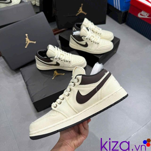 Giầy Nike Jordan trắng gót nâu Best