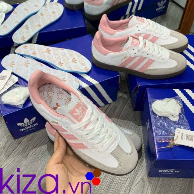Giày Adidas Samba OG màu trắng gót hồng
