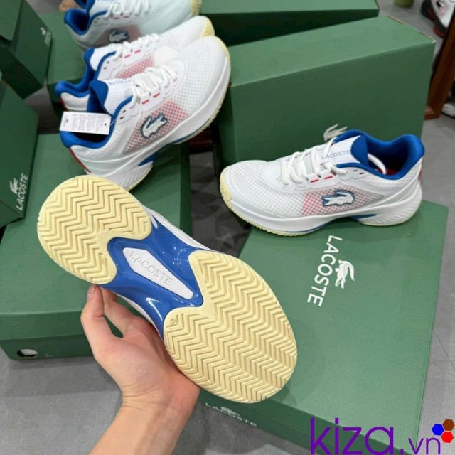 Giày thể thao nữ Lacoste màu trắng lót xanh