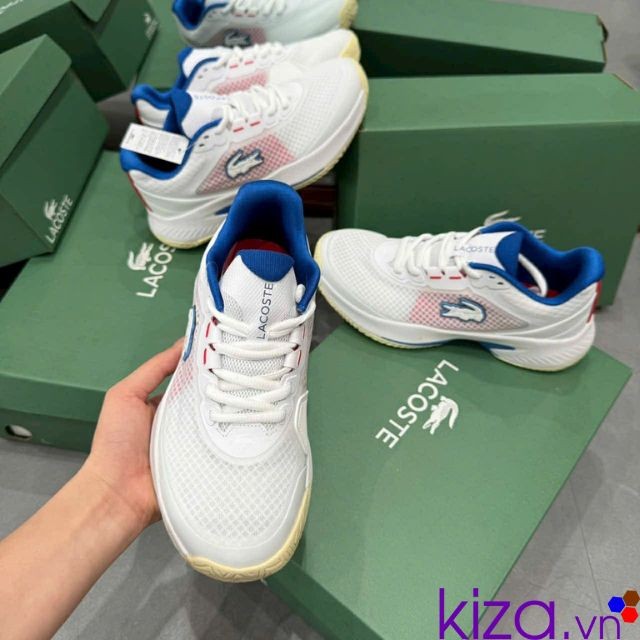sneaker Lacoste màu trắng lót xanh