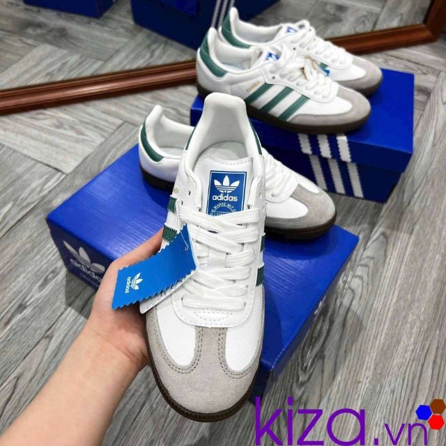 Giày Adidas Samba og màu trắng sọc xanh lá