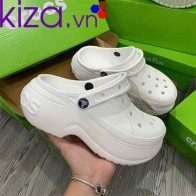 Dép sục crocs bella béo màu trắng cao 7 phân