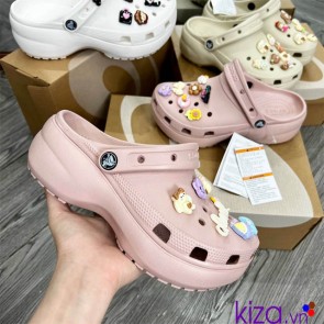 Dép sục crocs đế cao 5cm màu hồng
