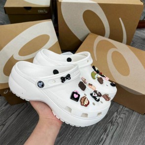 Dép crocs trắng đế cao 5cm nam