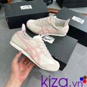 Giày Onitsuka Tiger màu kem kẻ hồng