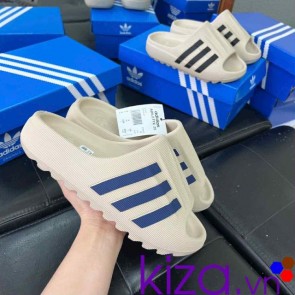 Dép Adidas quai ngang màu kem sọc xanh