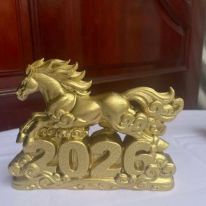 Tượng ngựa 2026 vàng in 3D