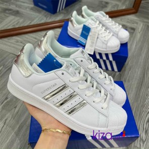 Giày Adidas Superstar mũi sò bạc nữ