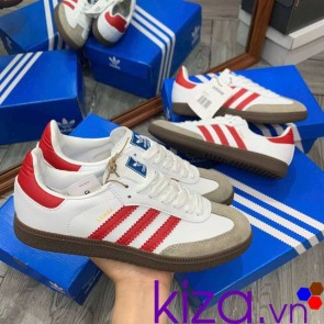 Giày Adidas nam Samba OG trắng sọc đỏ